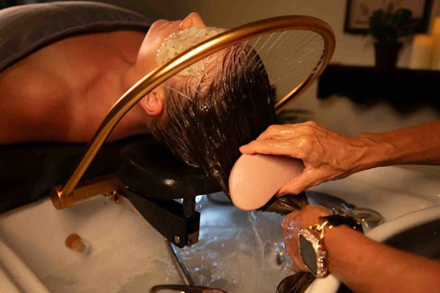 Scalp cleanse during a HeadSpa appointment at Kelley Ann Brackett Salon