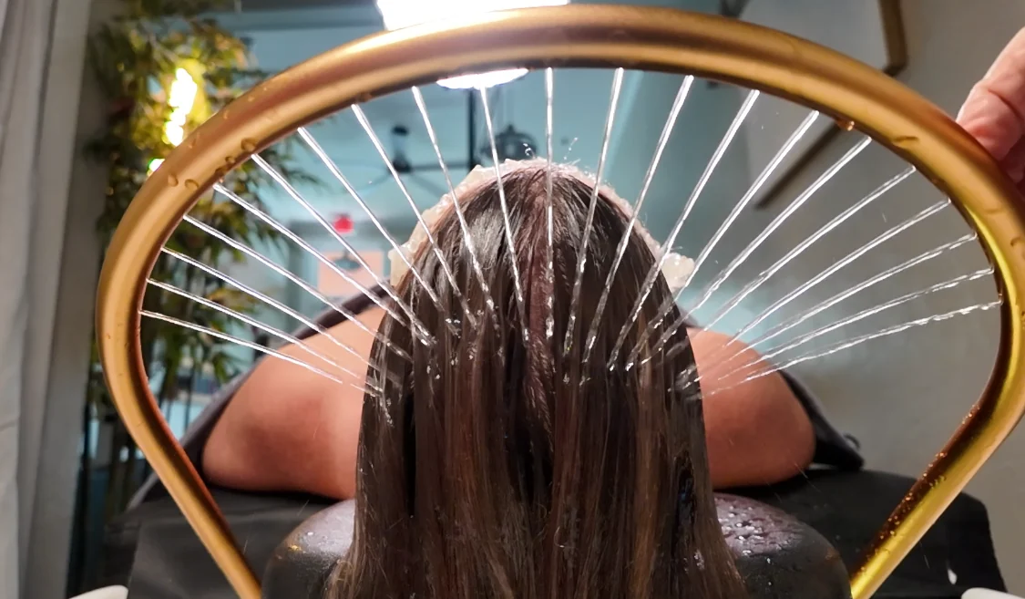 A front view of the HeadSpa water ring at Kelley Ann Brackett Salon